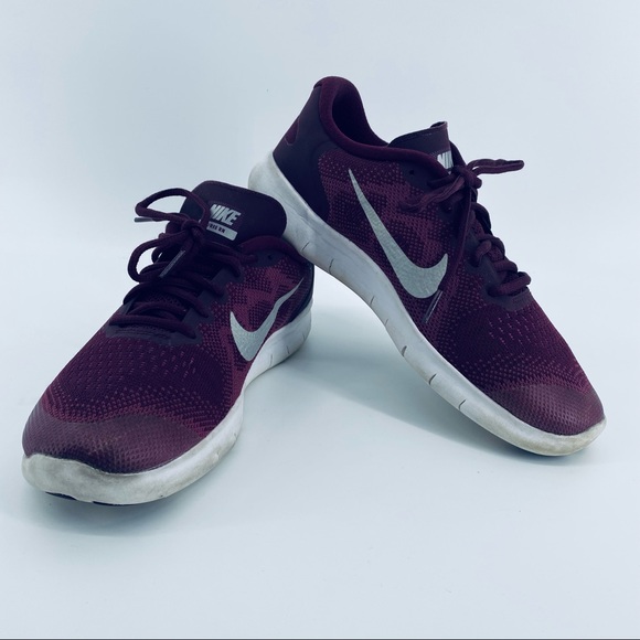 Nike Shoes - Nike Free RN Bordeaux/Metallic Silver Sneakers